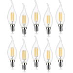 Lot de 10 4w ampoule de filament led e14 470lm flamme bougie 2700k blanc chaud non - dimmable angle de ...
