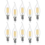 Lot de 10 4w ampoule de filament led e14 470lm flamme bougie blanc froid 6000k non - dimmable angle de ...
