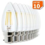 Lot de 10 ampoules led flamme 4 watt (�q. 42 watt) culot b22 � ba�onnette