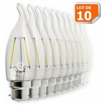 Lot de 10 ampoules led flamme coup de vent filament 4 watt (éq. 42 watt) culot b22 à baïonnette Lot de 10 ampoules led flamme coup de vent filament 4 watt (éq. 42 watt) culot b22 à baïonnette