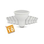 Lot de 10 ampoules led gu10 7w 4000k blanc naturel