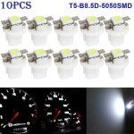 Lot de 10 ampoules led smd t5 - b8. 5d - 5050smd pour tableau de bord indicateur de vitesse de voiture ...