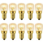 Lot de 10 ampoules � sel 15w incandescence : blanc chaud pour four frigo lampe de sel grill (2. 25cm) ...