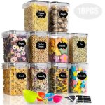 Lot de 10 boite de rangement cuisine - bocaux hermetiques alimentaires avec couvercle - pour farine crales ...