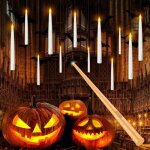 Lot de 10 bougies flottantes magiques suspendues avec baguette halloween bougies lectrique flamme lumire ...