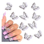 Lot de 10 breloques en alliage pour ongles en forme de papillon - en mtal - pour nail art - pour la ...