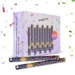 Lot de 10 canons � confettis rectangle multicouleur 40 cm - lot de 4 lanceurs � confettis � tenir en ...