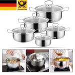 Lot de 10 casseroles en acier inoxydable ensemble de casseroles ensemble de casseroles ensemble de couvercles ...