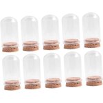 Lot de 10 cloche d�me en verre d�me daffichage en verre avec base en li�ge pour stockage de fleurs affich� ...