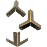 Lot de 10 coins de meubles en mtal antique protection des bords en laiton vieilli dimensions 32 x 32 ...