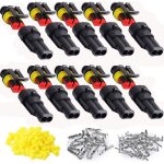 Lot de 10 connecteurs lectriques tanches  2 broches pour voiture prise de voiture tanche anti - poussire ...