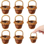 Lot de 10 corbeilles tress�es en osier avec anse petit format - panier � fleurs fruits d�coration mariage ...