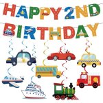 Lot de 10 d�corations de 2e anniversaire de voiture pour gar�ons ?d�coration sur le th�me du transport ...