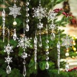 Lot de 10 d�corations de no�l en cristal pour sapin de no�l flocons de neige en acrylique � suspendre ...