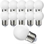 Lot de 10 globe led e27 g45 - blanc chaud 3000 k - 5w g45 - coque en polycarbonate mat - intensit� non ...