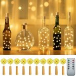 Lot de 10 guirlandes lumineuses � led avec bouchon en li�ge 2 m 20 led pour bouteille de vin � piles ...