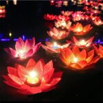 Lot de 10 lanternes en soie lotus flottantes - bougies dcoratives pour piscine mariage et anniversaire. ...