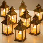 Lot de 10 mini lanternes led dor�es pour table piles incluses d�coration ramadan halloween mariage no�l ...