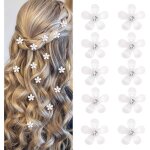 Lot de 10 mini pinces � cheveux en forme de fleurs blanches avec strass - pinces � cheveux d�coratives ...