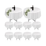 Lot de 10 nappe ronde blanches nappe lavable pour table de jardin polyester nappes protection de table ...