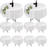 Lot de 10 nappe ronde blanches nappe lavable pour table de jardin protection de table pour mariage 213 ...