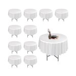 Lot de 10 nappes rondes en plastique blanches de 214 cm nappe imperm�able ronde en plastique jetable ...