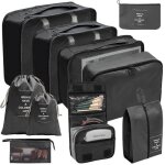 Lot de 10 organisateur de bagage pour voyage - noir - soute yyv