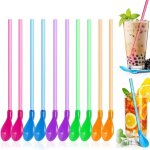 Lot de 10 pailles � granit� granit� pailles � smoothie cuill�res color�es 2 en 1 granita r�utilisables ...