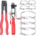 Lot de 10 pinces et colliers de serrage pince colliers cardan comprend 2 outils 8 bandes de sertissage ...