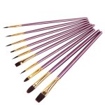 Lot de 10 pinceaux dartiste en nylon pour peinture artistique pinceau acrylique pinceau fin pour peinture ...