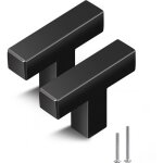 Lot de 10 poignes carres en t noires  trou unique pour placard salle de bain commode porte noir mat ...