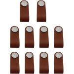 Lot de 10 poignées en cuir marron pour meubles boutons élégants pour tiroirs et placards Lot de 10 poignées en cuir marron pour meubles boutons élégants pour tiroirs et placards