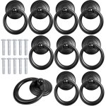 Lot de 10 poign�es de meuble noires en m�tal pour porte tiroir poign�e de meuble ronde classique avec ...