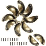Lot de 10 poignes de meubles vintage en forme de coquillage pour tiroir porte placard cuisine (bronze ...