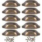 Lot de 10 poignes de porte dcoratives 98 mm pour tiroirs et meubles - laiton antique