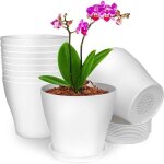 (lot de 10 pot plante int�rieur en plastique blanc - pot de fleur avec soucoupe & trous de drainage de ...