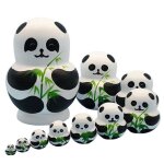 Poup�es russes - artisanat - panda mignon - lot de 10 - bois de haute qualit� - d�coration no�l