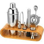 Lot de 10 shakers  cocktail de en acier inoxydable avec support bois 750ml pour mlanger boissons home ...