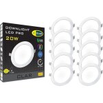 Lot de 10 spots led encastrables clar 20w 1800 lm blanc mat �225 mm - downlight plafond
