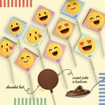 Lot de 10 sucettes �moji en chocolat int�rieur p�te � tartiner