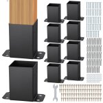 Lot de 10 support de poteau bois - vevor - 102x102 mm base de poteaux interne - pour support garde - ...