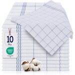 Lot de 10 torchons 45x 62cm - 100% coton torchon premium super absorbant elegant check design - bleu Lot de 10 torchons 45x 62cm - 100% coton torchon premium super absorbant elegant check design - bleu