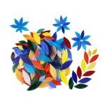 Lot de 100 carreaux mosa�que verre color� motifs feuilles / p�tales loisirs cr�atifs et d�co label