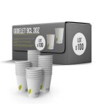 Lot de 100 gobelets 9cl / 3oz jetables en carton blanc 100% biod�gradable - gobelet � caf� en papier ...