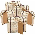 Lot de 100 mini botes  drages en papier kraft vintage avec tiquettes et ficelle en toile de jute ...