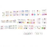 Lot de 110 anneaux de piercing - acier inoxydable - mixte - langue nez nombril - durable et hypoallergnique ...