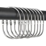 Lot de 12 anneaux de rideau de douche en mtal antirouille anneaux ovales  fermoir ferm?chrome)
