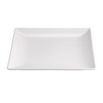 Lot de 12 assiettes carrs laura assiette service de table en porcelaine blanche - longueur 24 x largeur ...