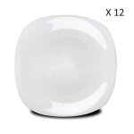 Lot de 12 assiette plate � dessert plat de service carr� en verre - longueur 20 x profondeur 20 cm