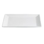 Lot de 12 assiettes rectangulaires lea plat  servir en porcelaine blanche - longueur 28 x largeur 24 ...